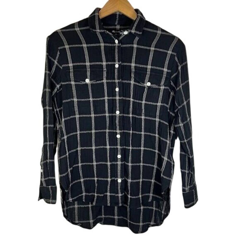 Madewell Women's Ex-Boyfriend Button Down Top Windowpane Plaid Classic XS